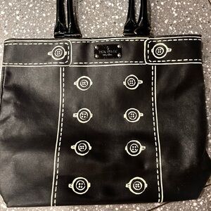 Kate Spade Black Tote with White Button Design